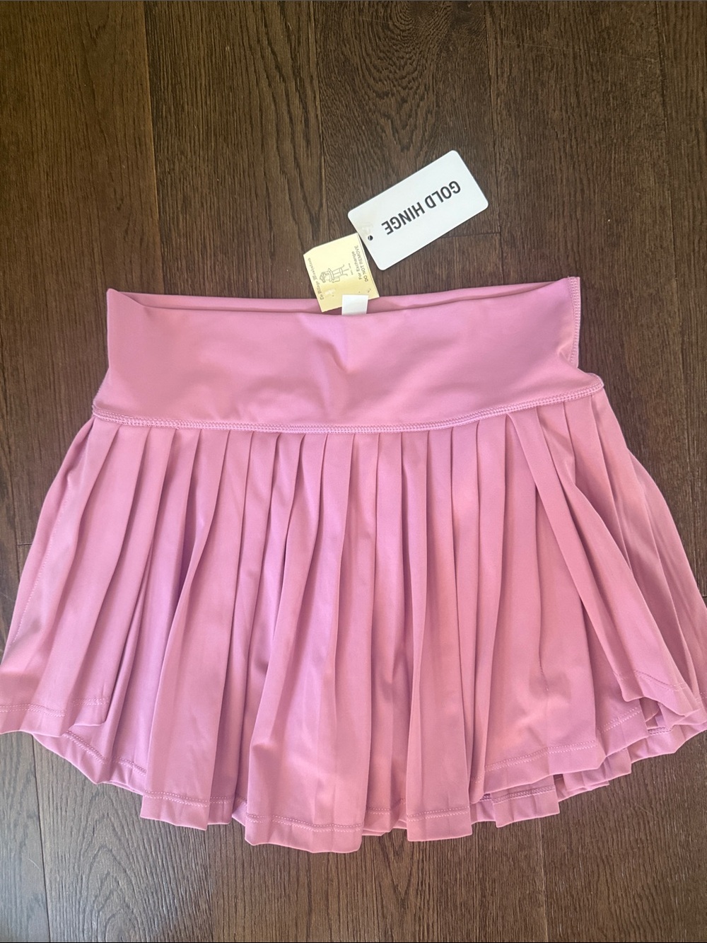 Gold Hinge Women's Pink Pleated Mini Skirt /skort- Wide Waistband